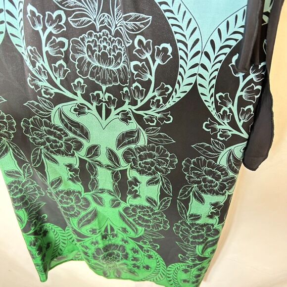 Karen Kane Blue Green Floral Ombre Ruffled Sleeveless Shift Dress Size XS - Picture 6 of 12